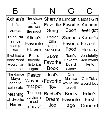 Getting to Know You Bingo Card