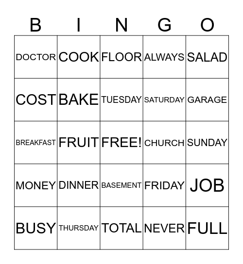 CHAPTER 10/11/12 Bingo Card