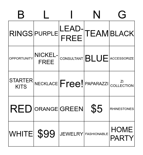 $5 BLING-O Bingo Card