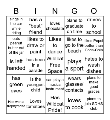 Getting to Know You Bingo Card