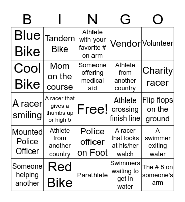 Triathon Bingo Card