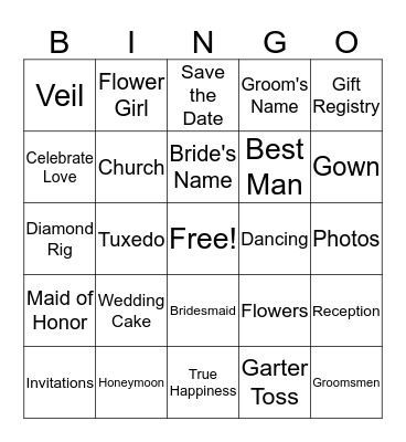 Bride to Be Bingo Card