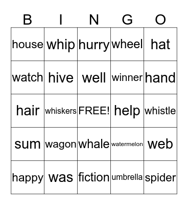 Feature B Bingo Card