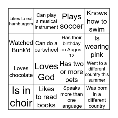 Find someone who... Bingo Card