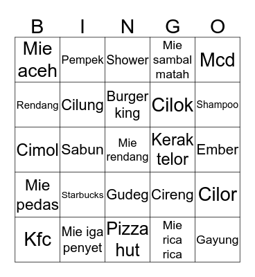 Bingo w/ gamestations  Bingo Card