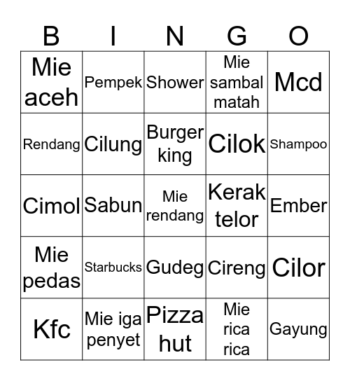 Bingo w/ gamestations  Bingo Card