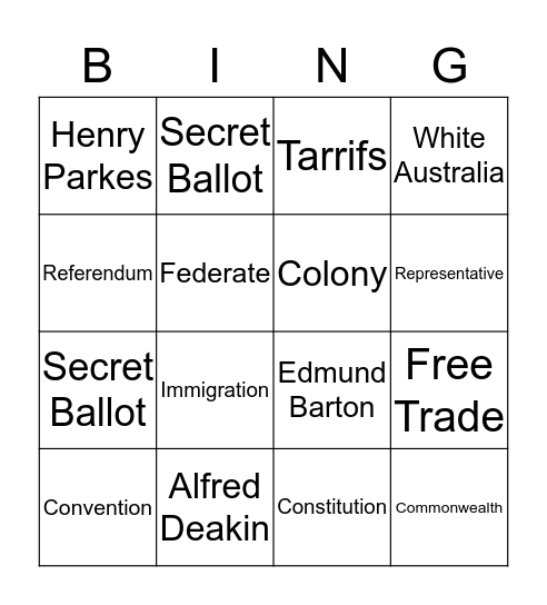 Federation Four in a Row Bingo Card