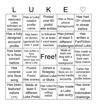 5sosfam community bingo Card