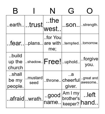 BIBLE CHALLENGE Bingo Card