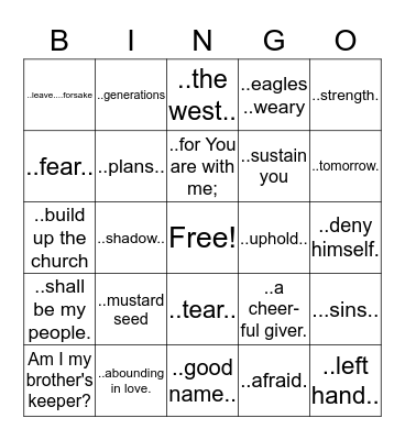 BIBLE CHALLENGE Bingo Card