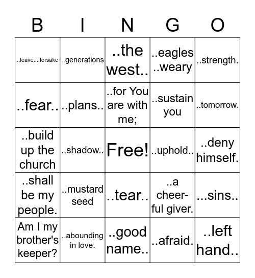 BIBLE CHALLENGE Bingo Card