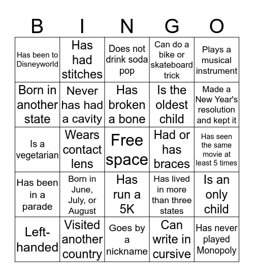 Ms. Schneider's BINGO Card