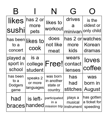 NBC...Find Someone Who Bingo Card