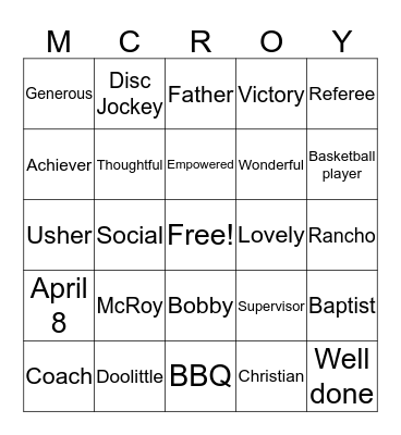 Life Time Achievement Bingo Card