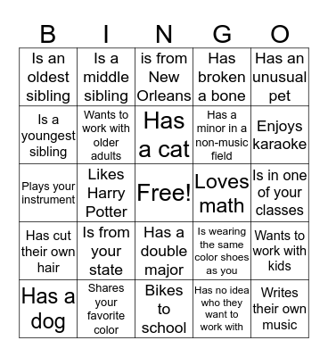 Find Someone Who... Bingo Card