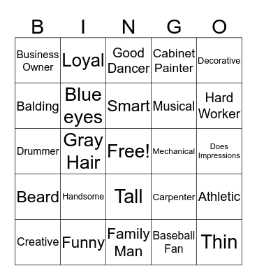 About Dave Bingo Card