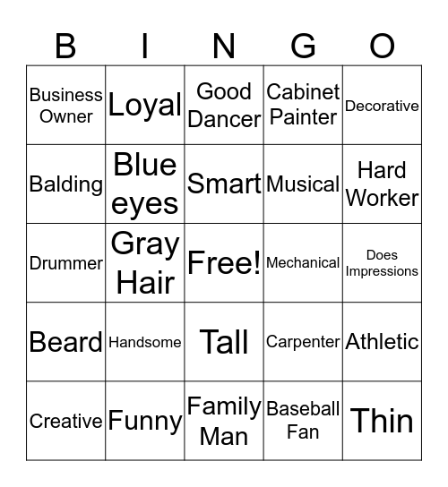 About Dave Bingo Card