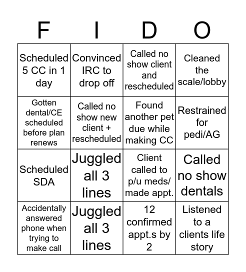 FIDO Bingo Card