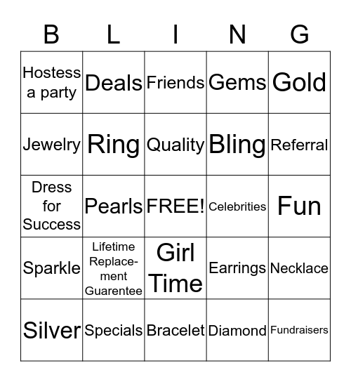 Lia Sophia Bling Bingo Card