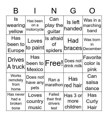 ICEBREAKER BINGO Card