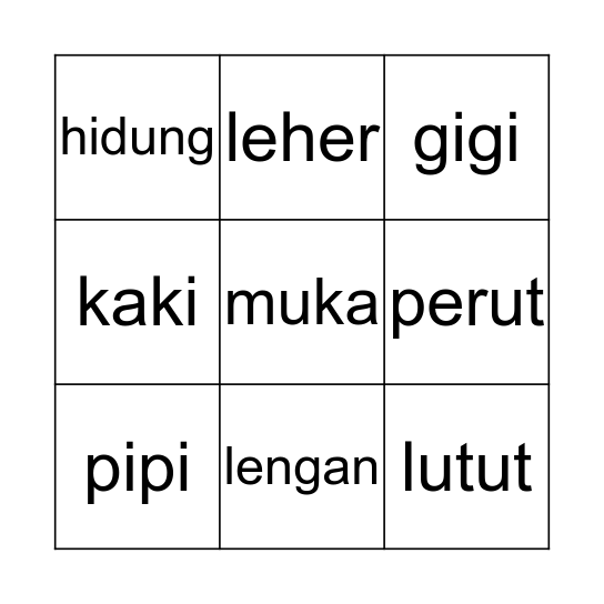 Bingo Badan Bingo Card