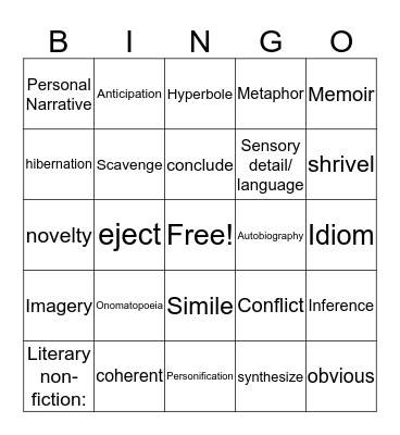 Unit 1  Bingo Card