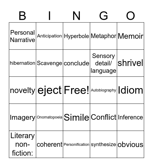 Unit 1  Bingo Card