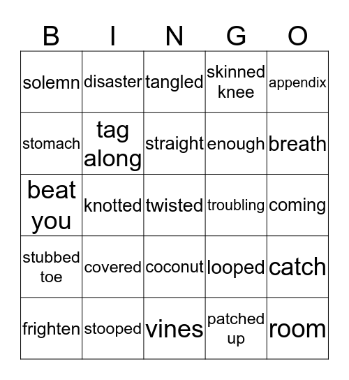 Chicka Chicka Boom Boom and Madeline Vocabulary Bingo Card