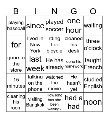 purple Bingo Card