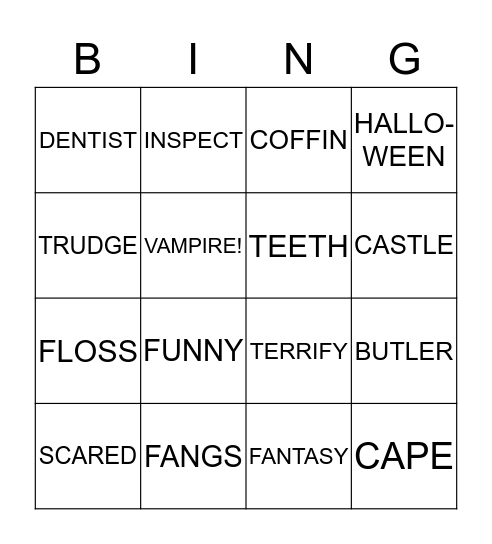 VAMPIRE DENTIST Bingo Card