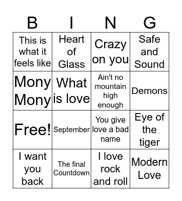 Music Bingo Card