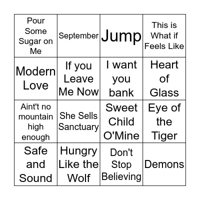Music Bingo Card