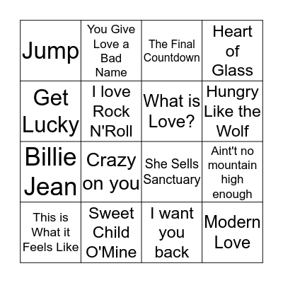 Music Bingo Card
