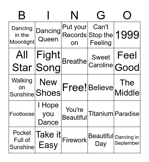Music  Bingo Card