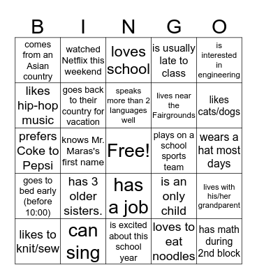Find someone who... Bingo Card