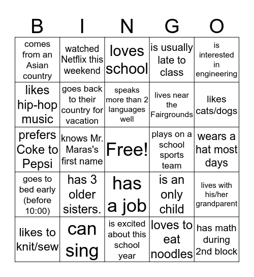 Find someone who... Bingo Card