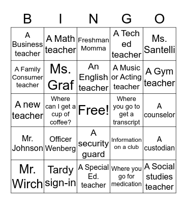 Terrific Tremper Bingo Card