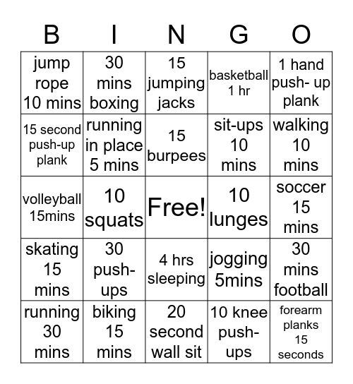 aiden- bingo card Bingo Card