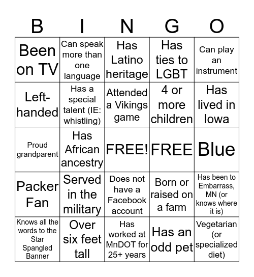 THE BIG EVENT Bingo Card