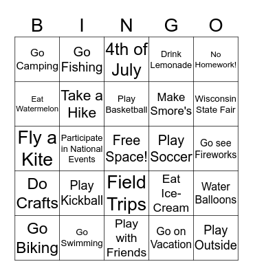 Summer FUN! Bingo Card