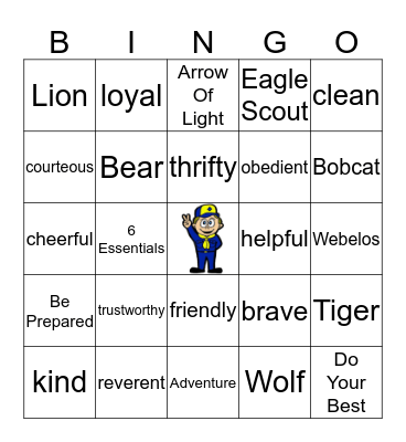 Cub Scout BINGO Card