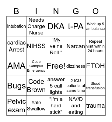 Emergency Bingo Card