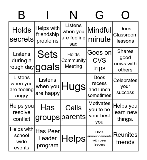 Counseling Bingo  Bingo Card