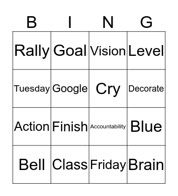 8/28 Bingo Card