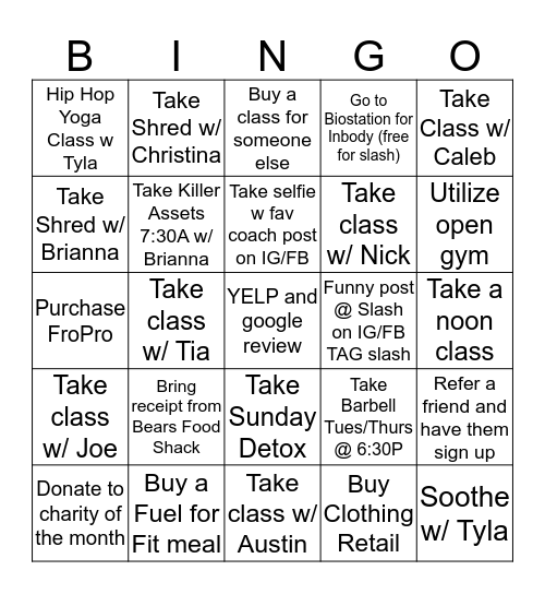 //SLASH// Bingo Card