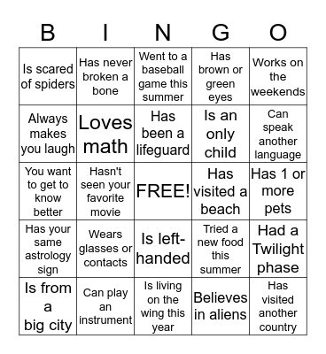 AOII BINGO - Find a sister who... Bingo Card
