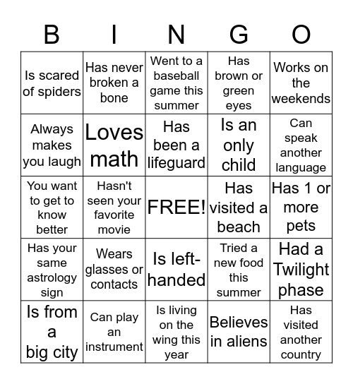 AOII BINGO - Find a sister who... Bingo Card