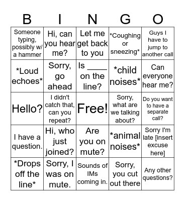CMHC Team Status Bingo Card