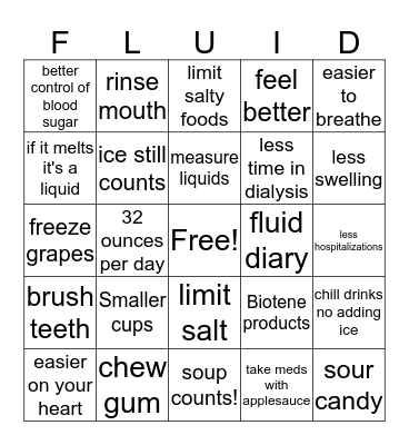 fluid bingo Card