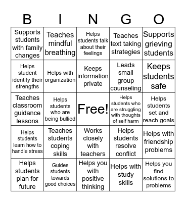 Your School Counselor... Bingo Card